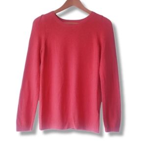 H&M Coral Crewneck Puff Shoulder Long Sleeve Angora Blend Pullover Sweat…